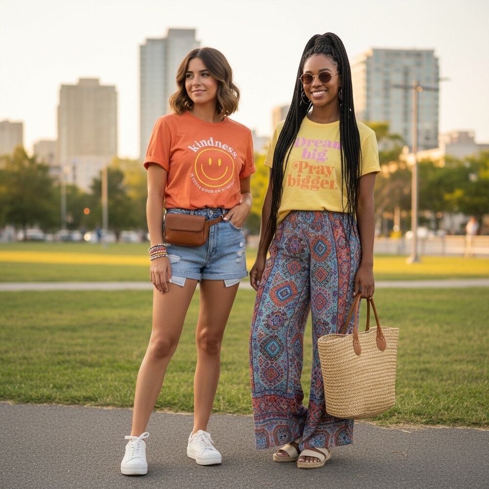 Kindness + Dream Big Pray Bigger Inspirational Graphic T-Shirt Bundle (2) Size L